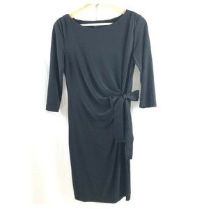 Just Taylor Dress Black Side Ruched Bow Tie Stretc